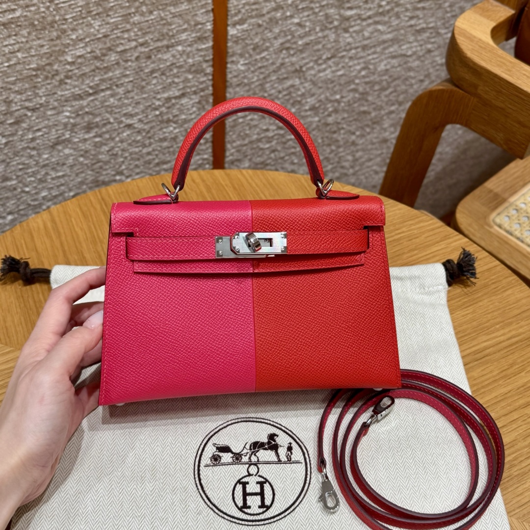 Hermes mini kelly l6Rose extremeS3Rouge CoeurB3Blue Zanzibar (handmade custom)