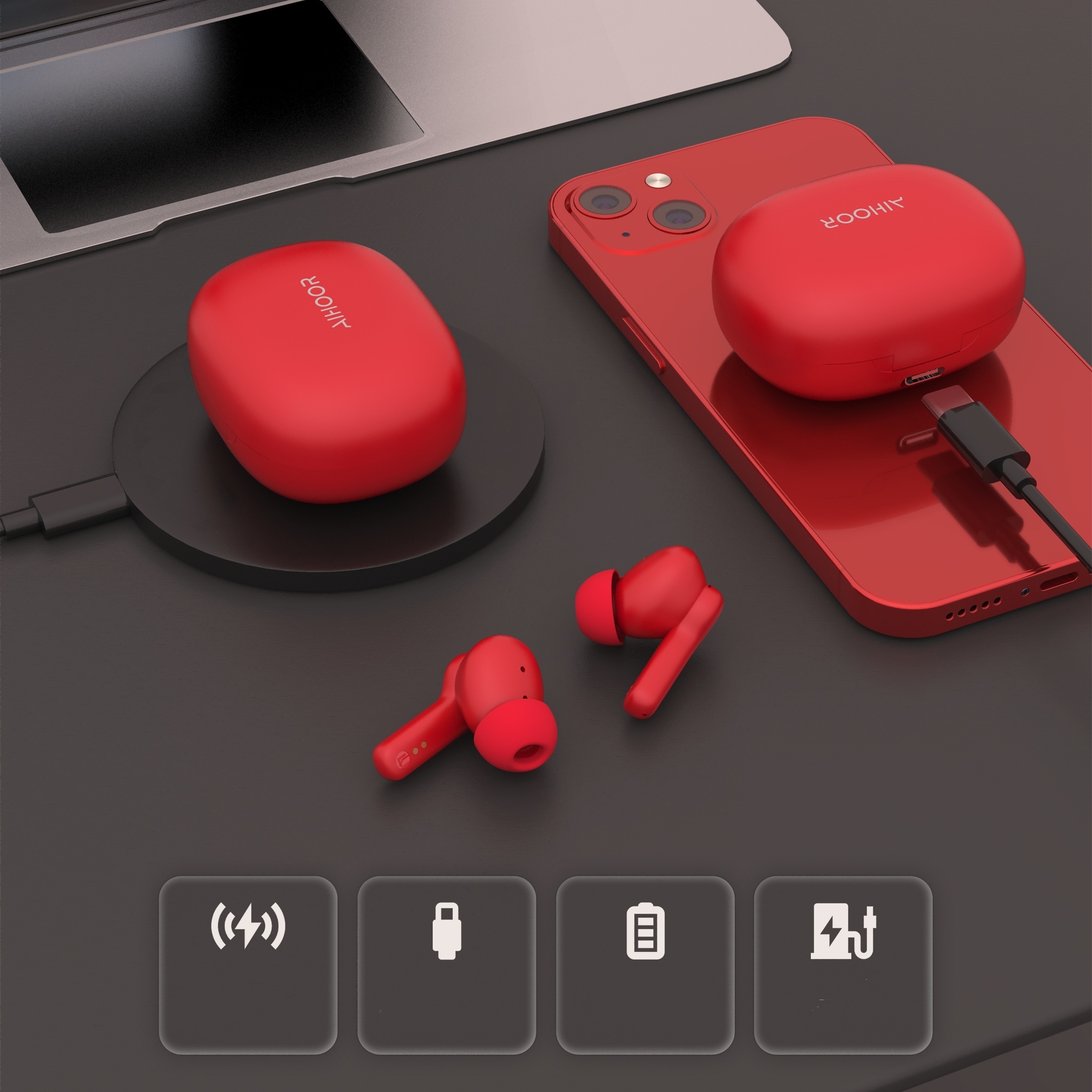 Hybrid Active Noise Cancelling Wireless Earbuds For IPhone & Android, Cordless Charging, 6 Mic Clear Phone Call, Bluetooth 5.1 In Ear Headphones With Deep Bass, Waterproof, Anti-scratch Case