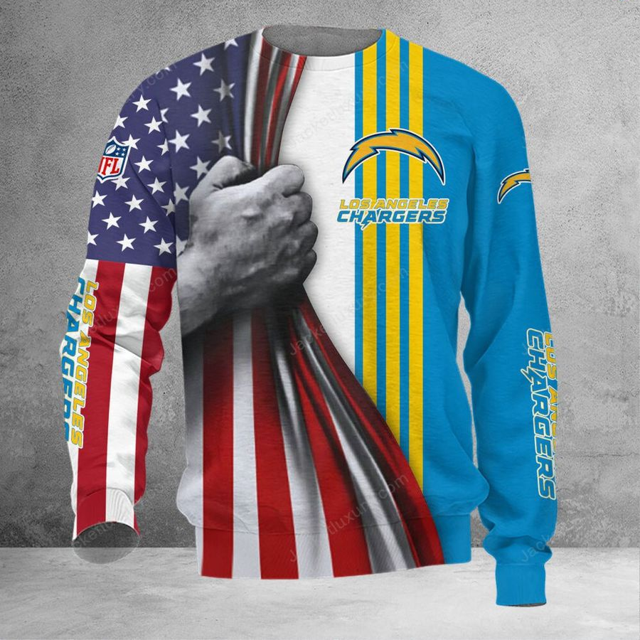 LOS ANGELES CHARGERS 3D HOODIE SKULL0804