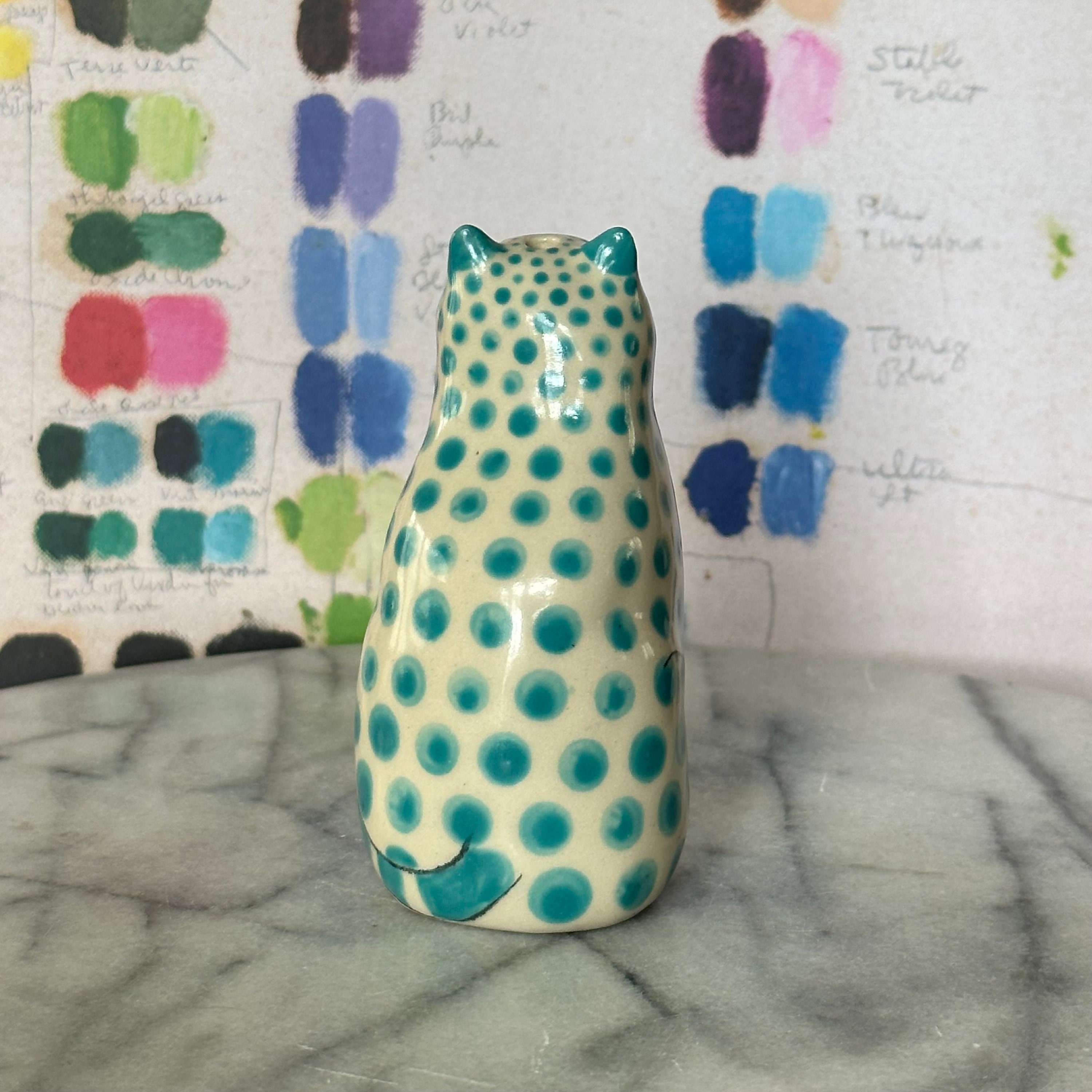 Polka Dot Cat Vase - Cat lover gift - Handmade