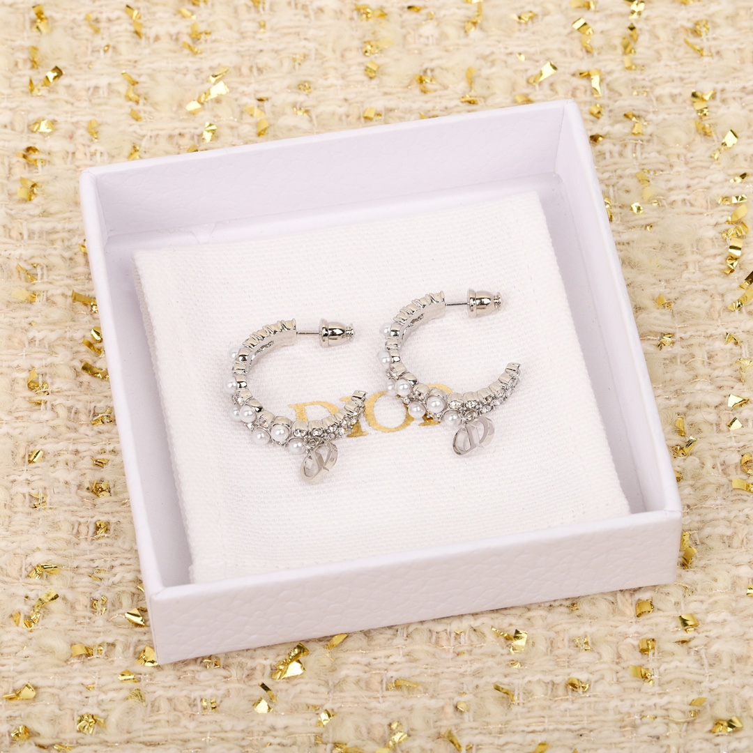 Dior Double Pearl Diamond Earrings