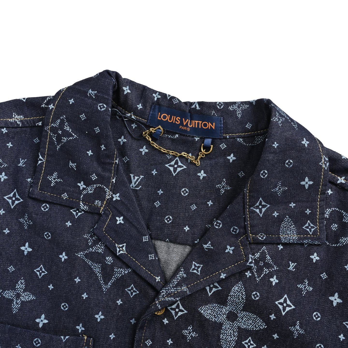 Louis Vuitton 25ss denim short-sleeved shirt with printed monogram