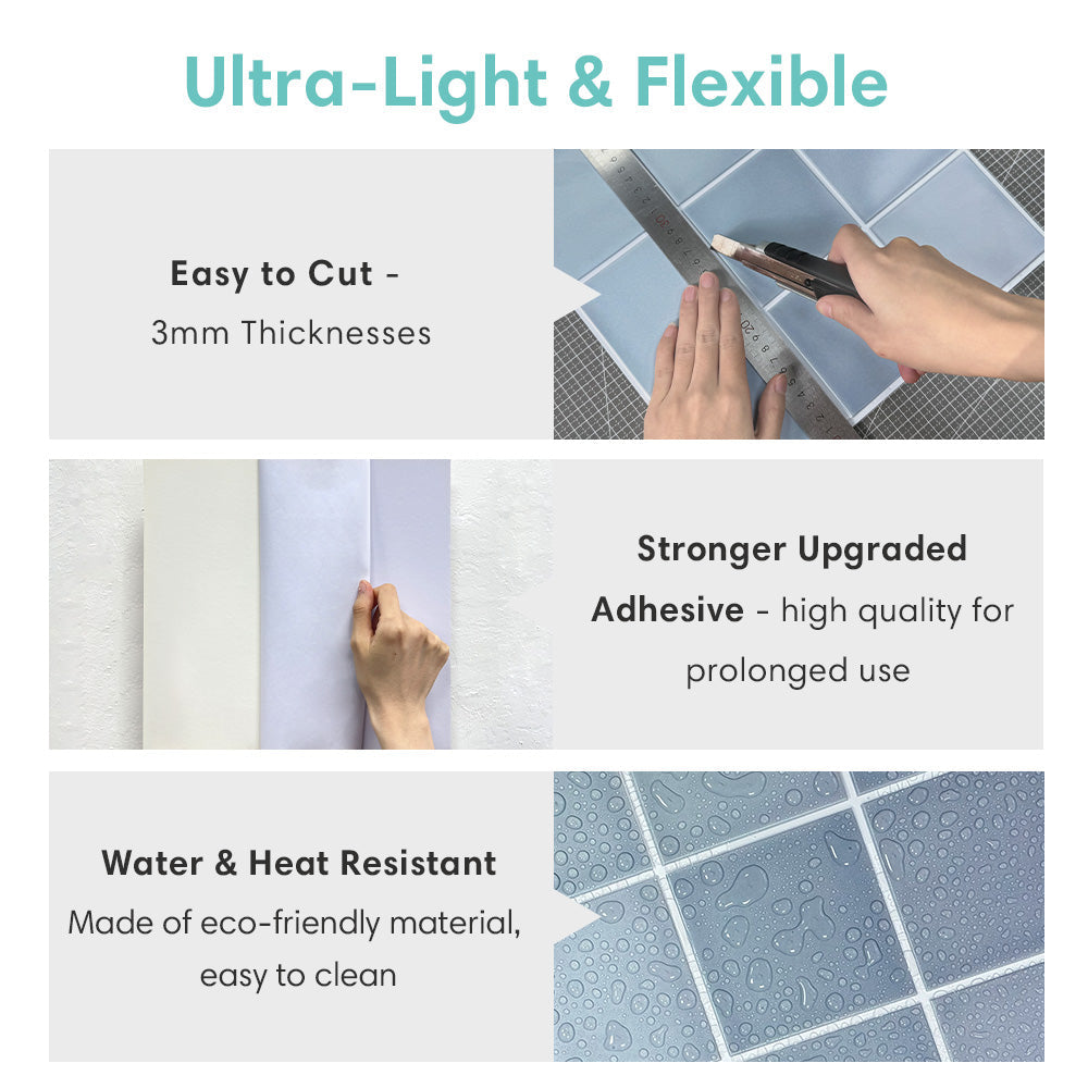 3D Slate Blue Ceramic Square Peel and Stick Wall Tile