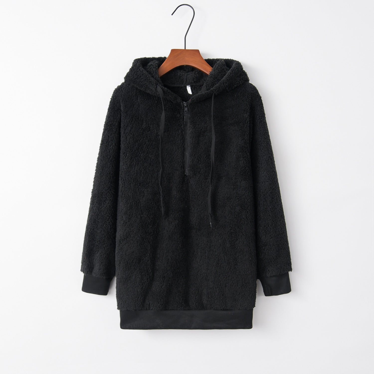 Solid Color Women's Long-Sleeved Hooded Sweater Coat