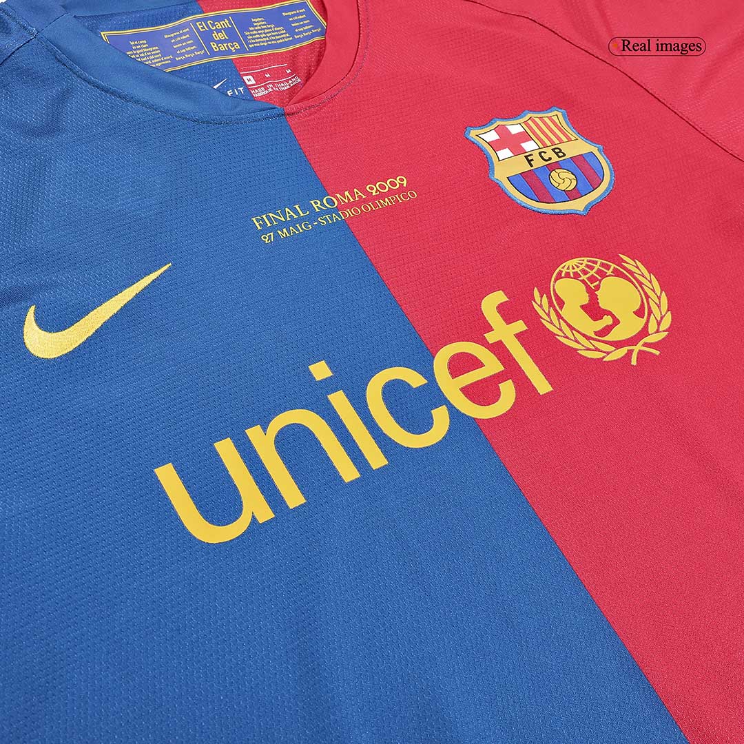 A.INIESTA #8 Barcelona Retro Long Sleeve Home Football Shirt 2008/09 - UCL Final