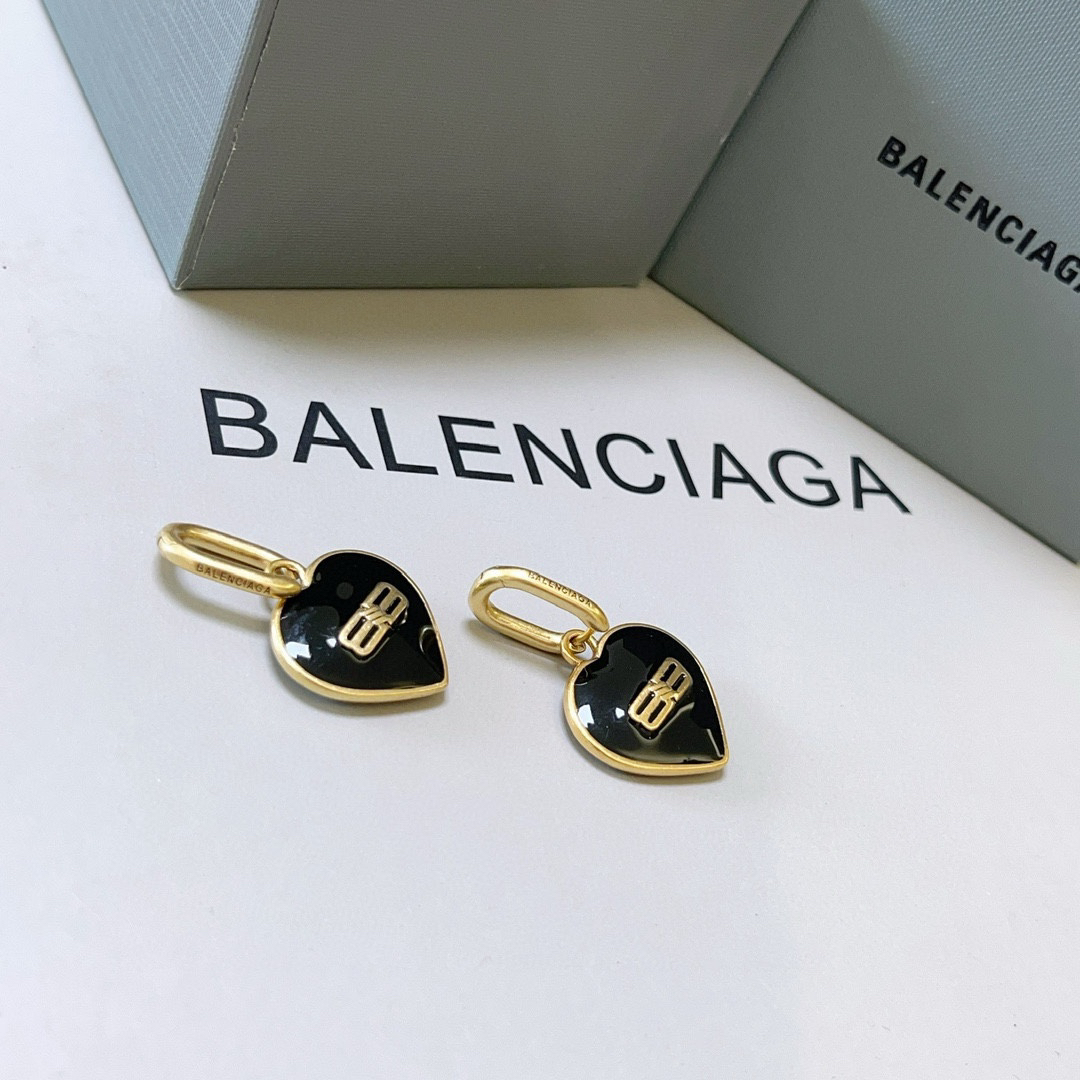 Balenciaga BB Black Heart Earrings