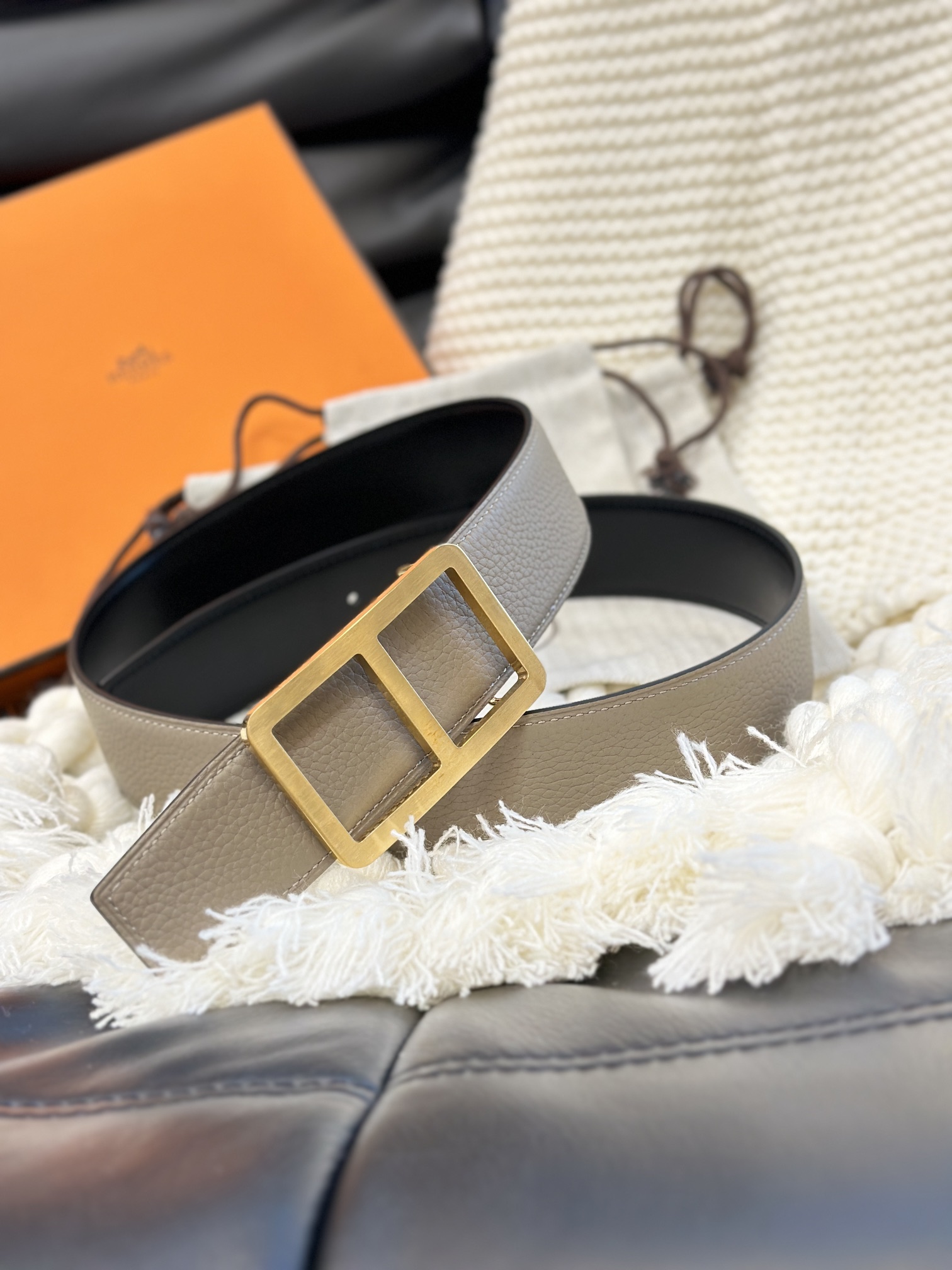 Hermès Men's Double-Faced Cowhide Belt