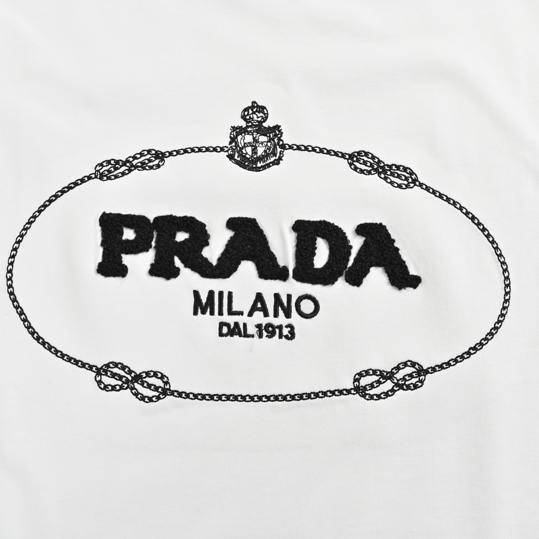 Prada 24ss toothbrush embroidered letter logo short sleeve