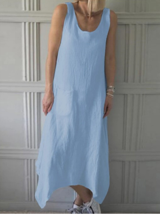 Casual Solid Color Pocket Loose Dress