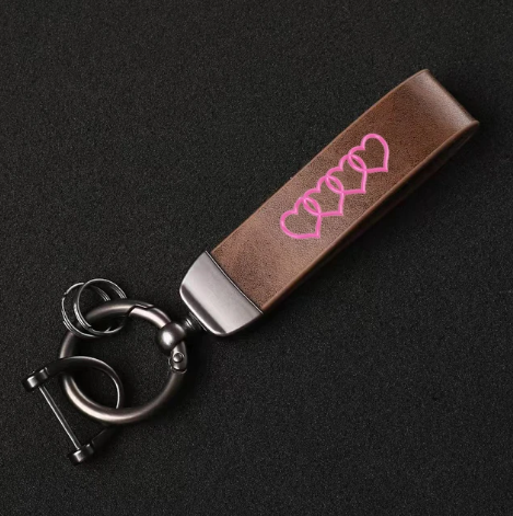 Leather Keyring  Buckle Hearts