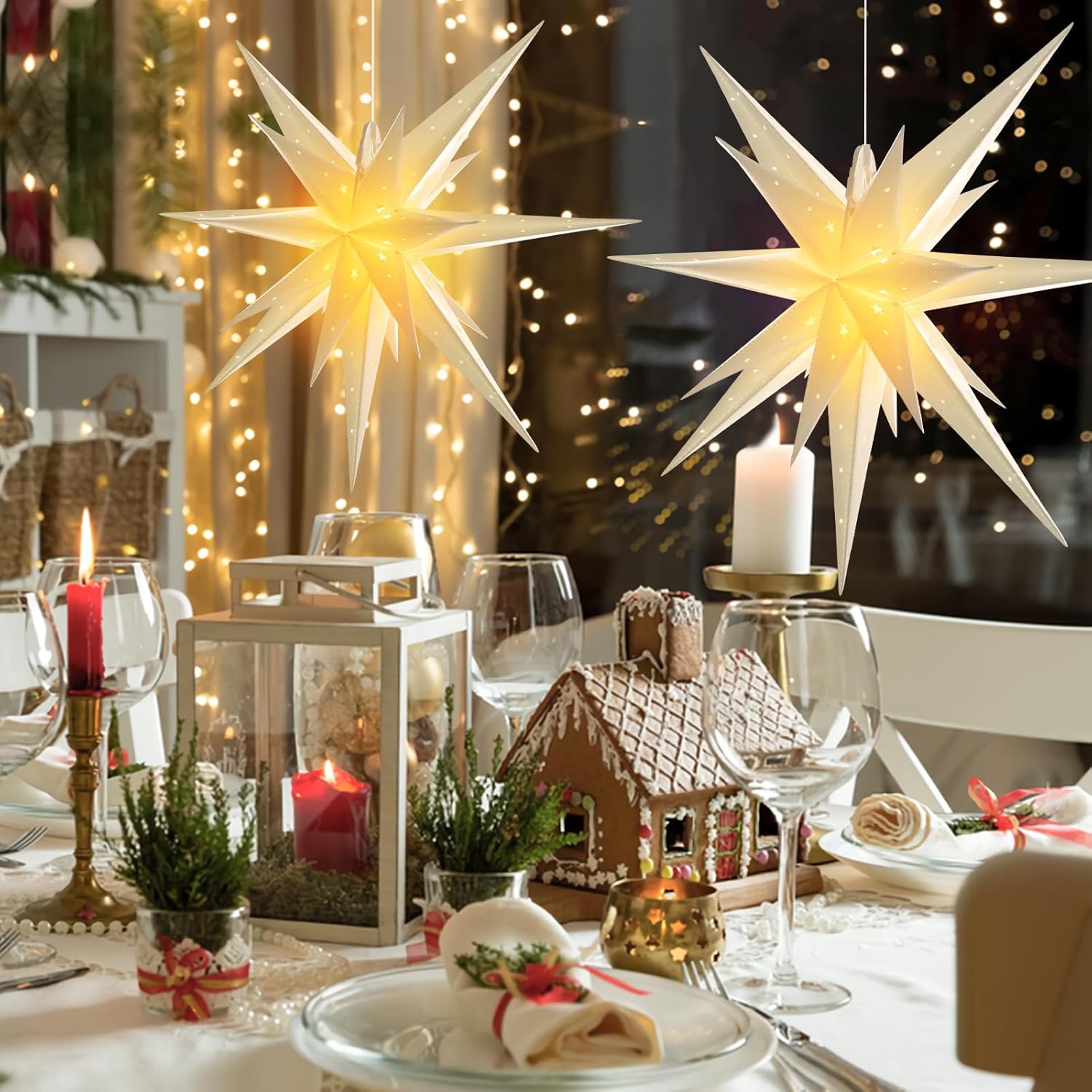 🔥CHRISTMAS ON SALE🔥Large White Moravian Star 3D Lighted Holiday Porch Light Decor