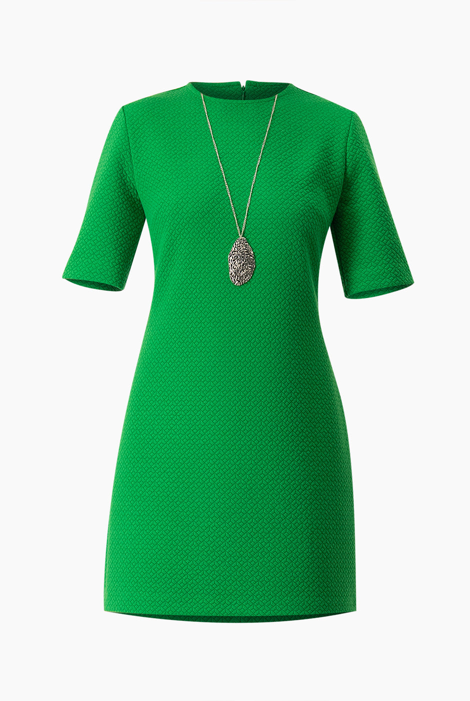 Vestido verde liso de manga corta