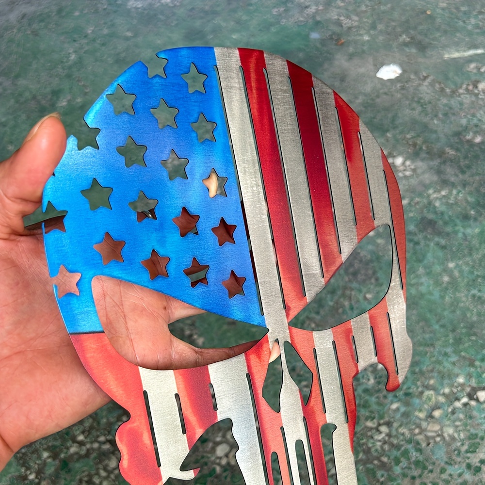 🔥ON SALE🔥🇺🇸 Patriotic Punisher Skull Wall Metal Art – CNC-Cut Precision Metalwork