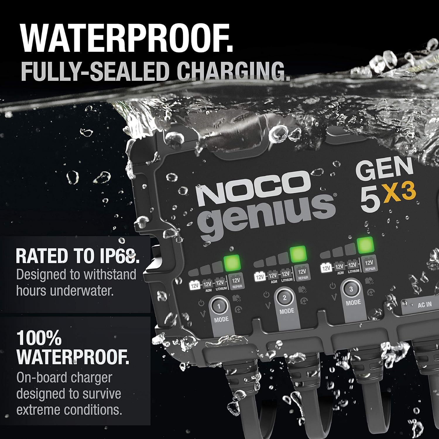 NOCO Genius 3 Bank 15A 12V Onboard Battery Charger
