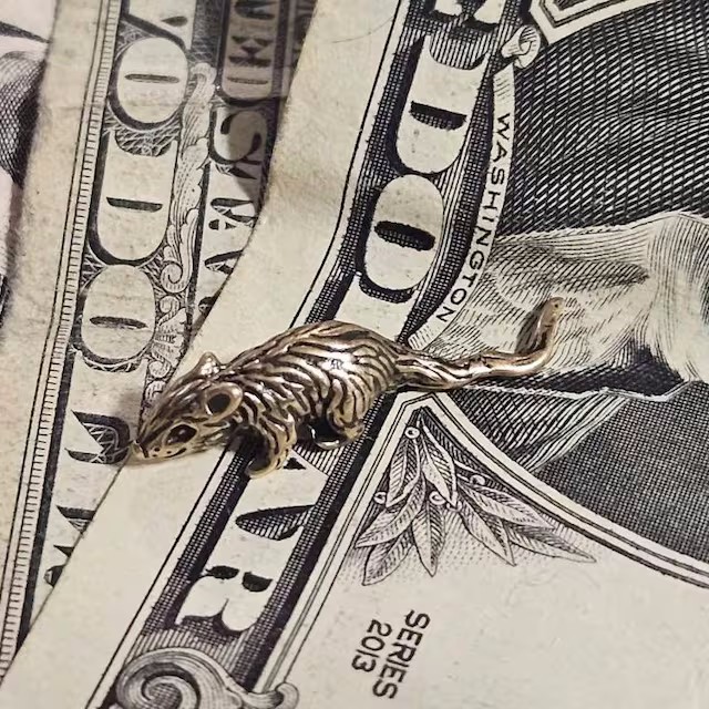 Brass Mouse To Attract More Money Purse Magic Gift