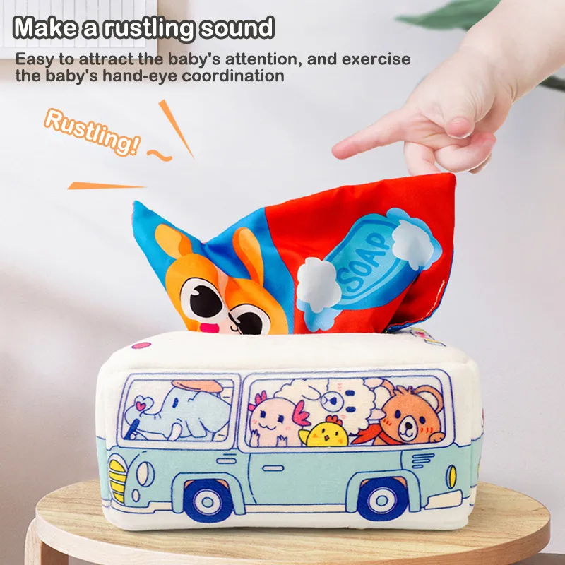 Montessori Sensory Tissue Box Baby Sensory Pull Toy-BUY 2 FREE SHIPPING