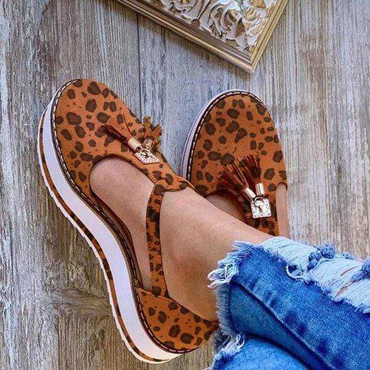 Women's Casual Platform Flat Comfort Fringe Shoes