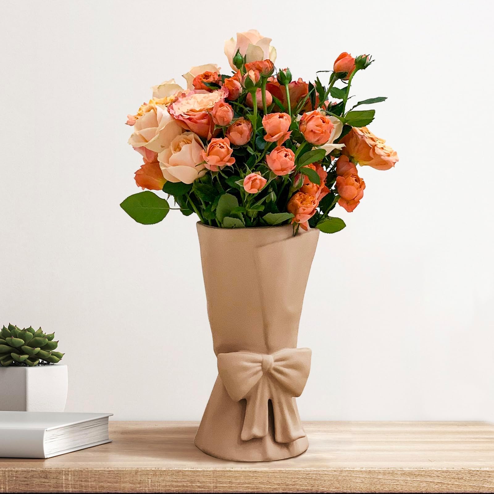 Cute Bow Decorative Ceramic Bouquet Flower Vases