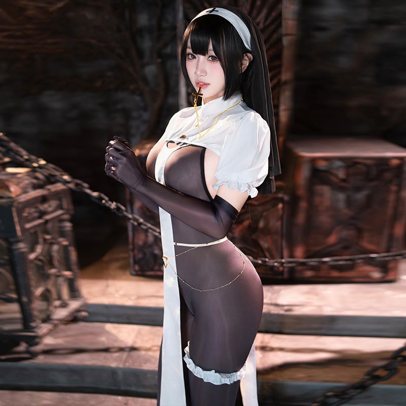 Nun Cross Backless Jumpsuit Lingerie