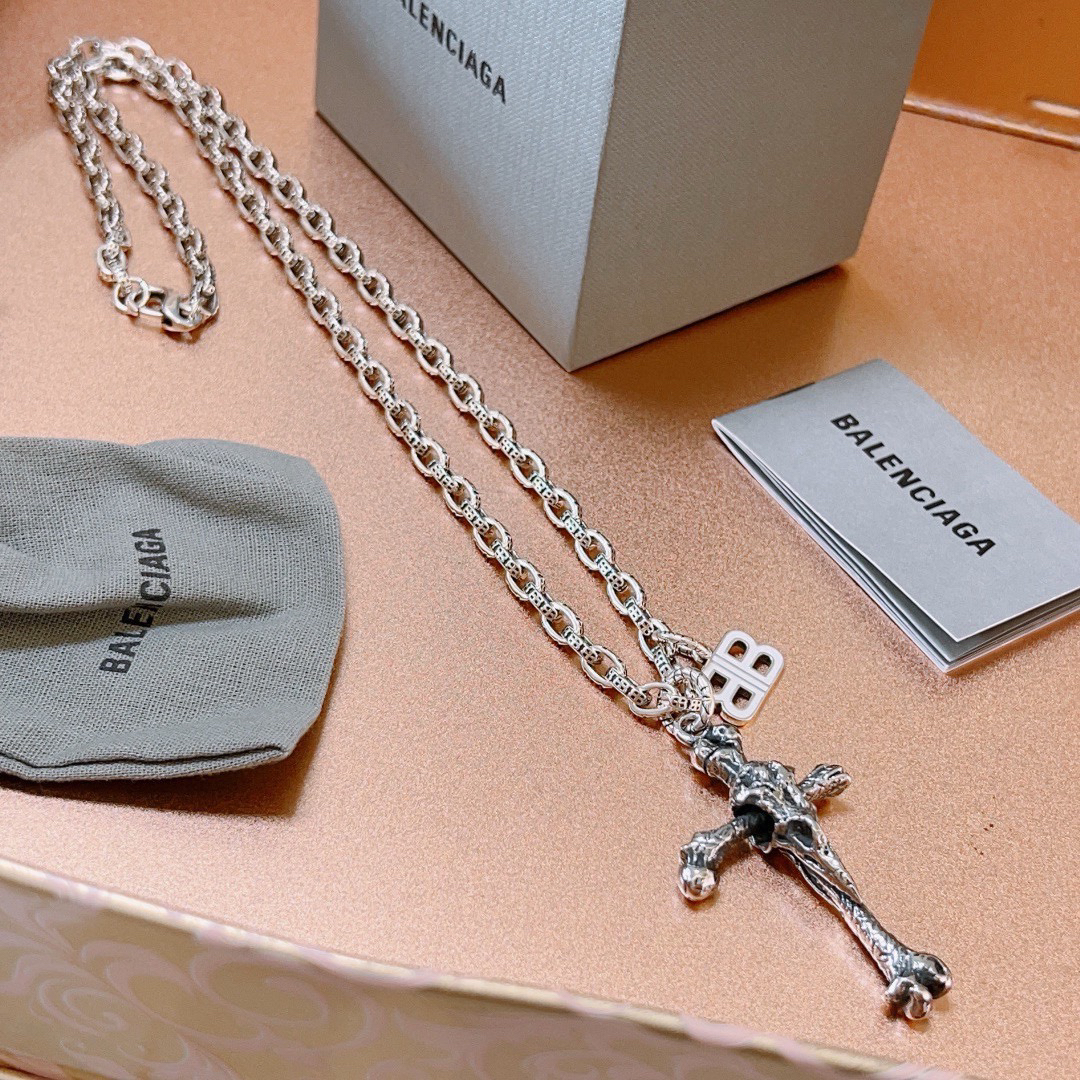 Balenciaga Bone Cross Vintage Necklace
