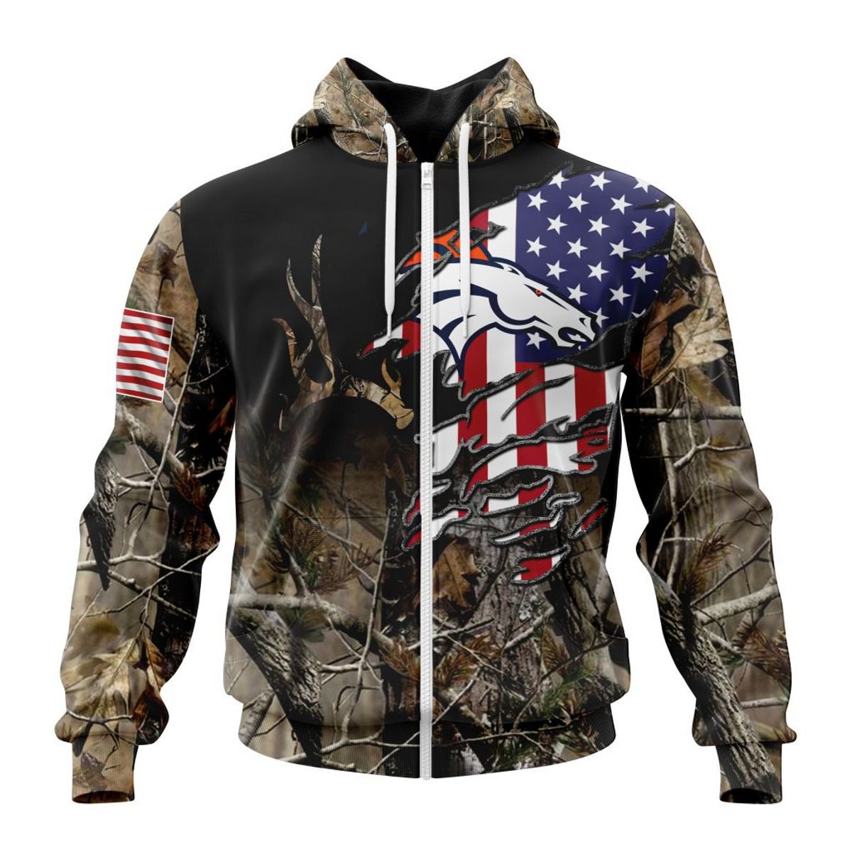 DENVER BRONCOS 3D HOODIE CAMO REALTREE HUNTING