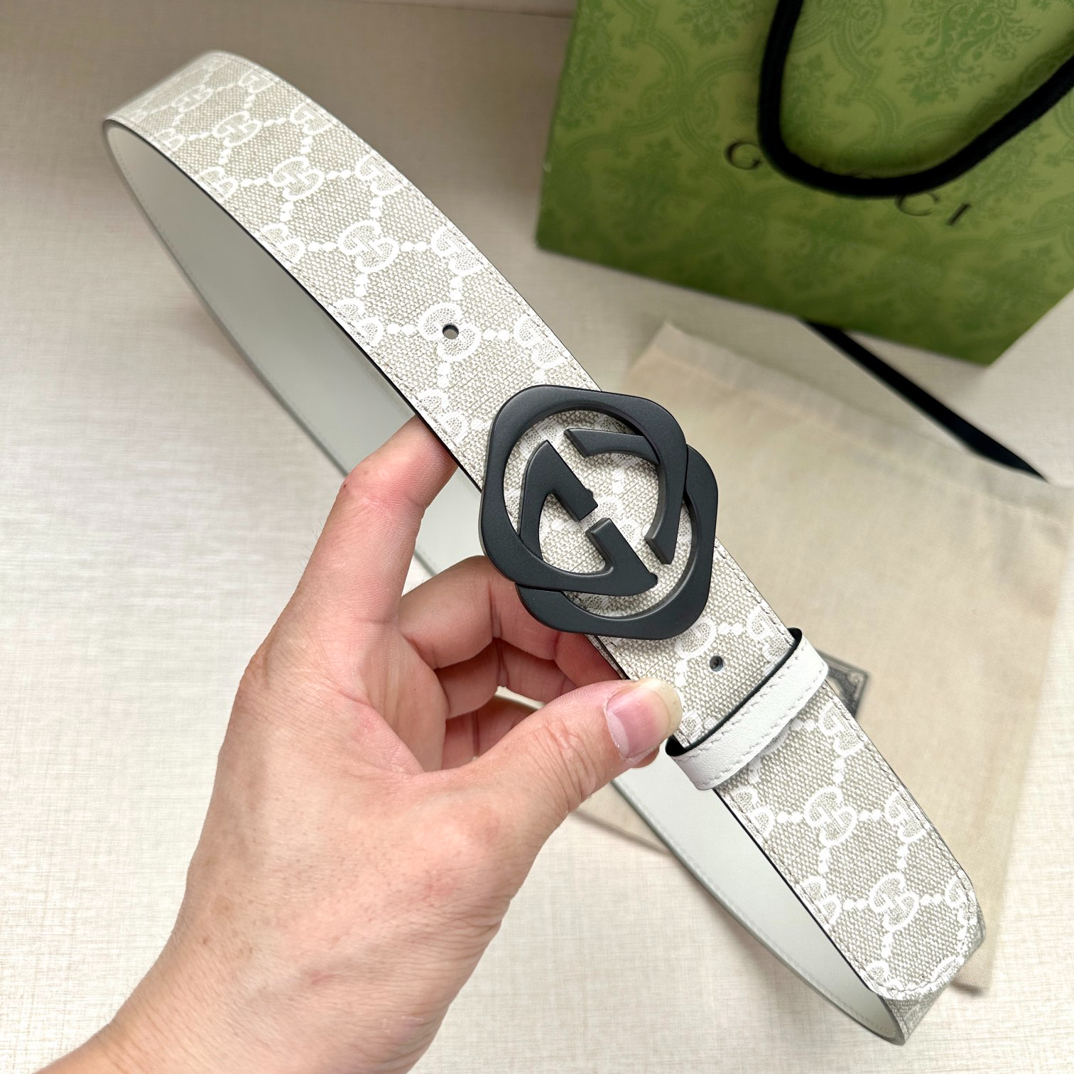 Gucci Marmont printed leather belt 3.8cm wide