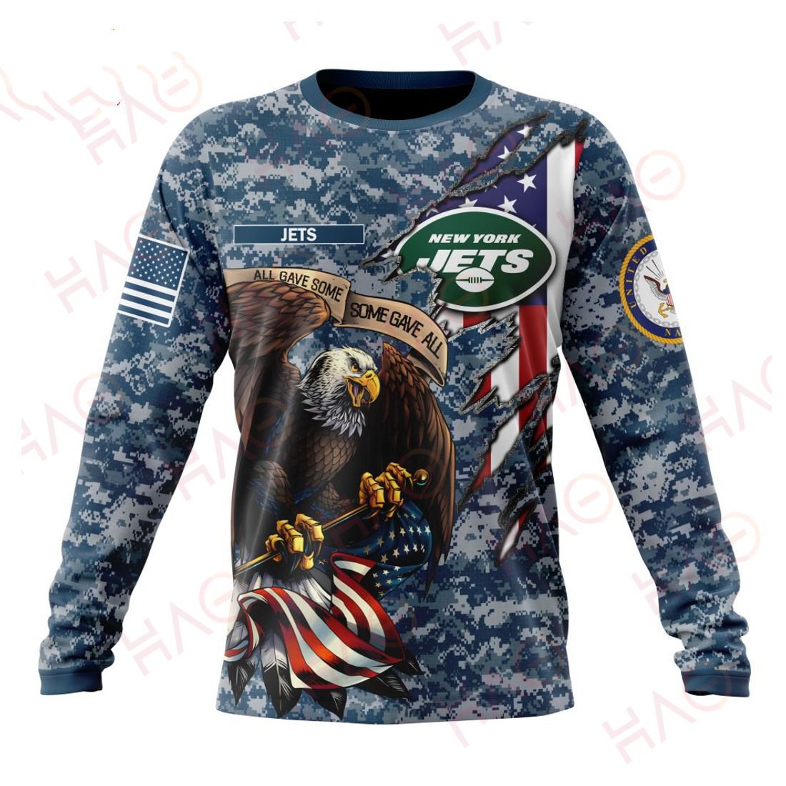 NEW YORK JETS 3D HOODIE US NAVY VETERANS