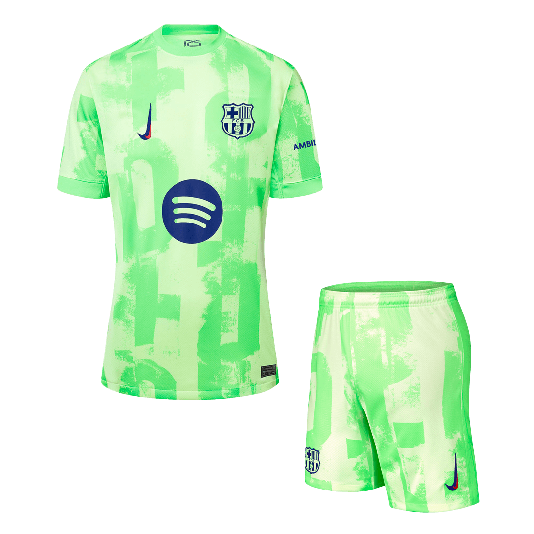 Barcelona Third Away Football Shirt Kit (Shirt + Shorts) 2024/25 - UCL (Spotify Logo without Text)