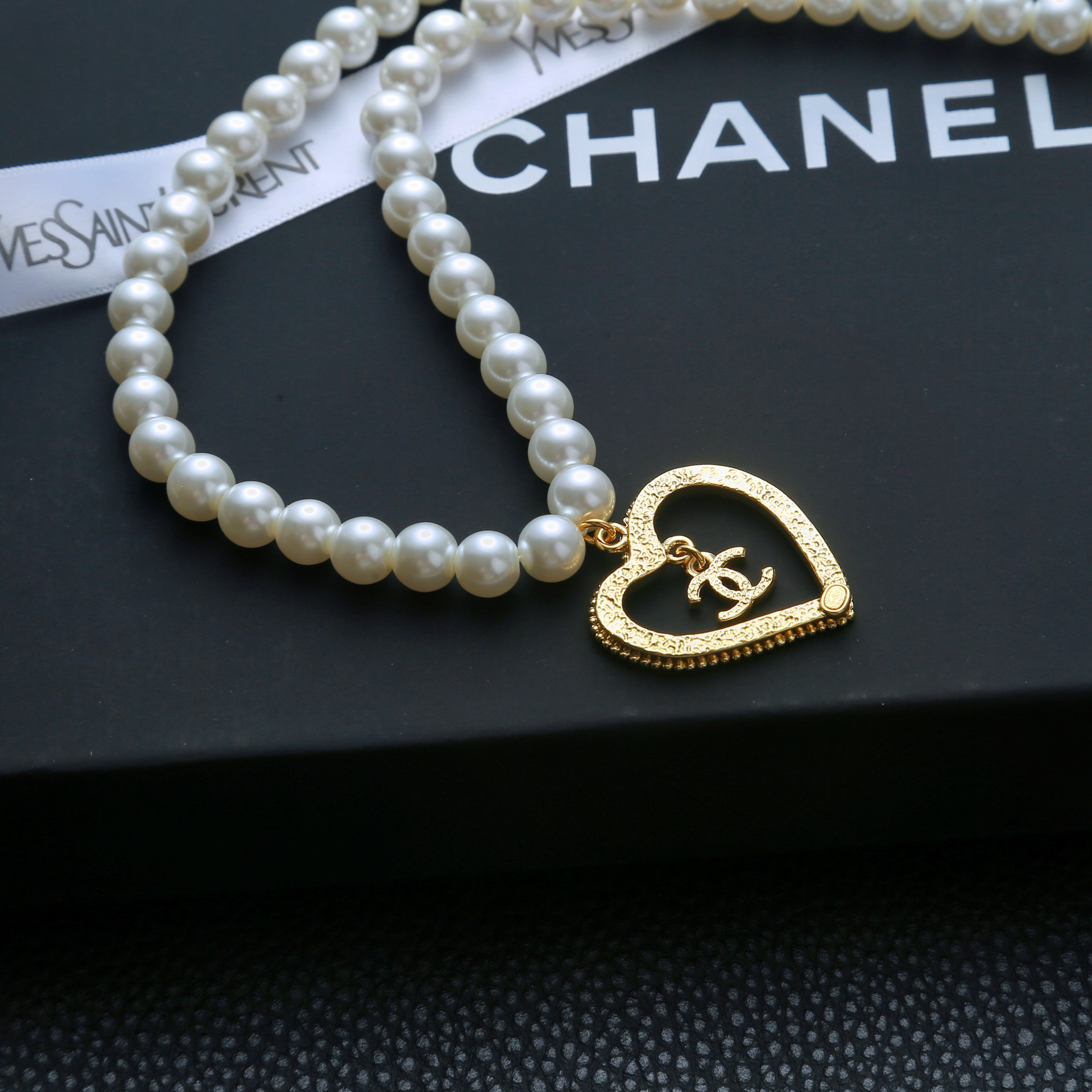 Chanel Pearl Heart Necklace