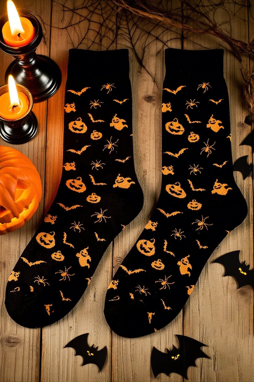🔥Buy 3 Get 10% Off🔥Halloween pumpkin ghost bat pattern mid-calf socks
