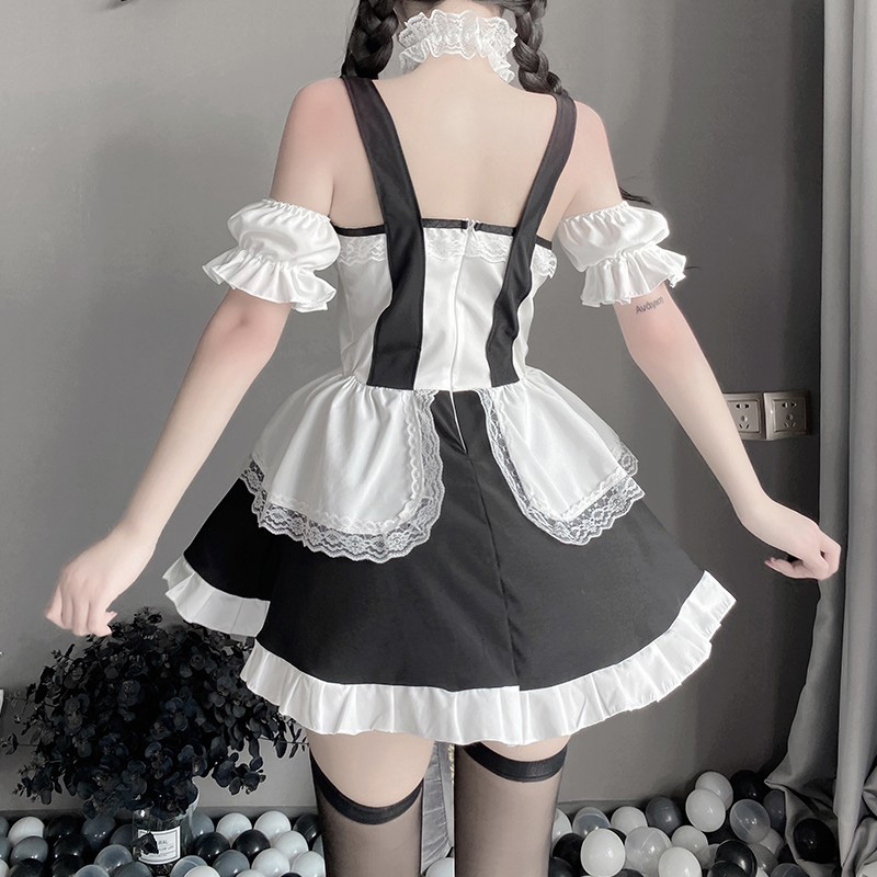 Ruffle Maid Lingerie Dress Stockings Set