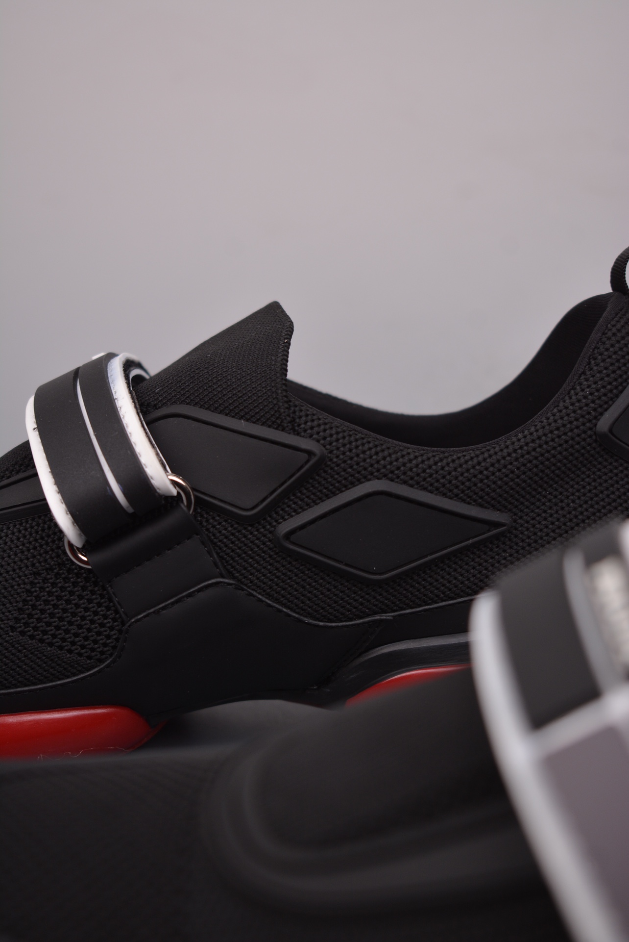 Prada Cloudbust Velcro Strap Low Sneakers Black Red White 2OG064_1OUF_F002L