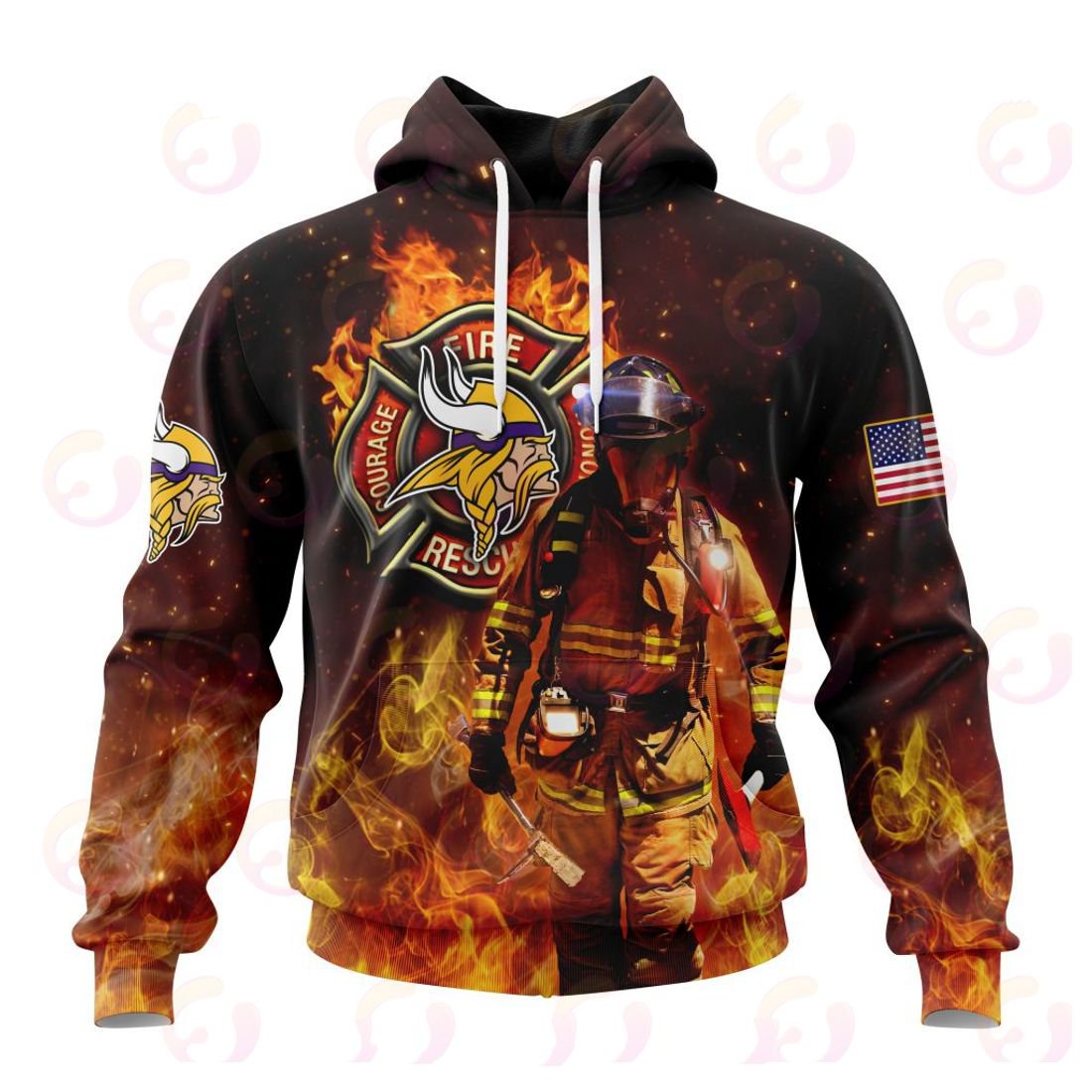 MINNESOTA VIKINGS HONOR FIREFIGHTERS – FIRST RESPONDERS 3D HOODIE