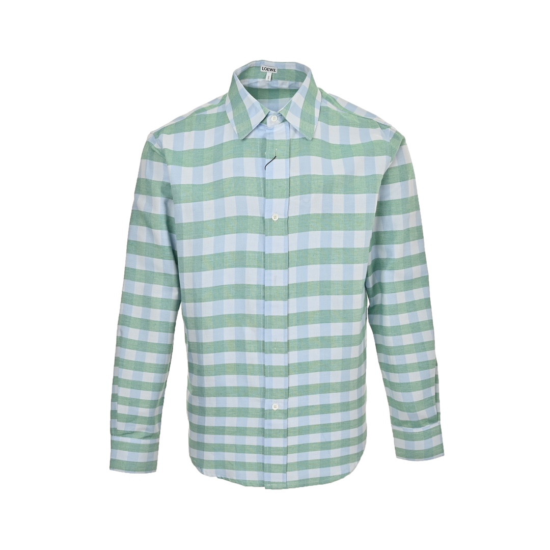 Loewe 24Fw mint mambo green check shirt