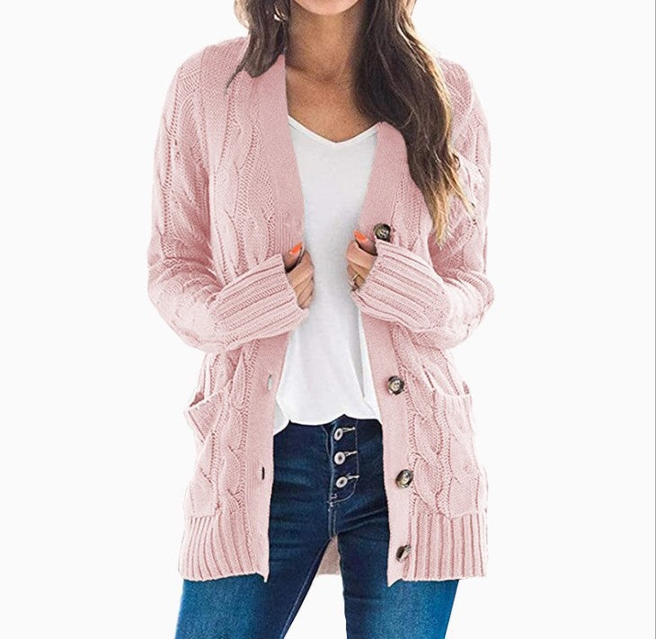 V-neck long-sleeved sweater coat