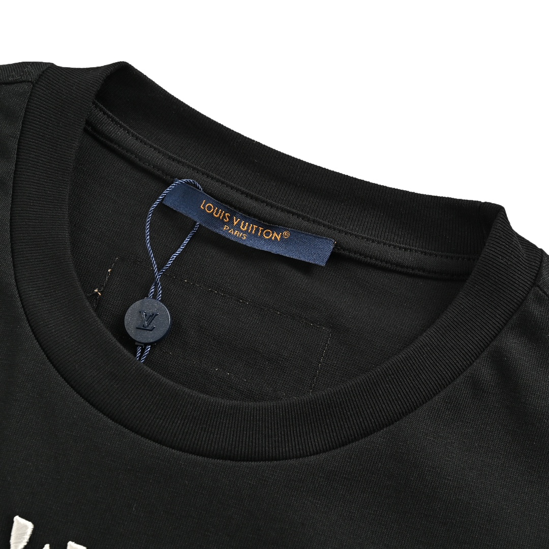 Louis Vuitton 24ss heavy beaded letter embroidered short sleeve