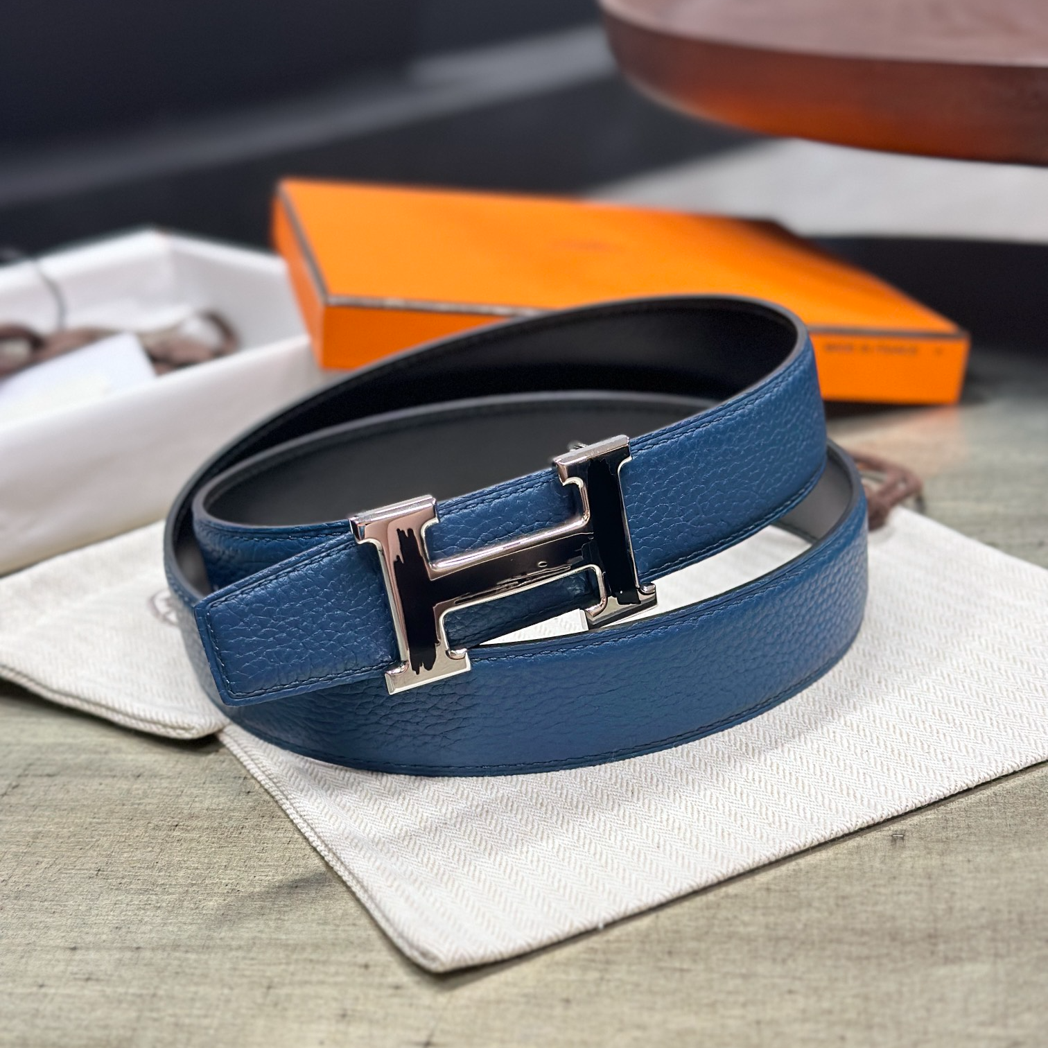 Hermès epsom double-faced calfskin belt 3.2CM wide