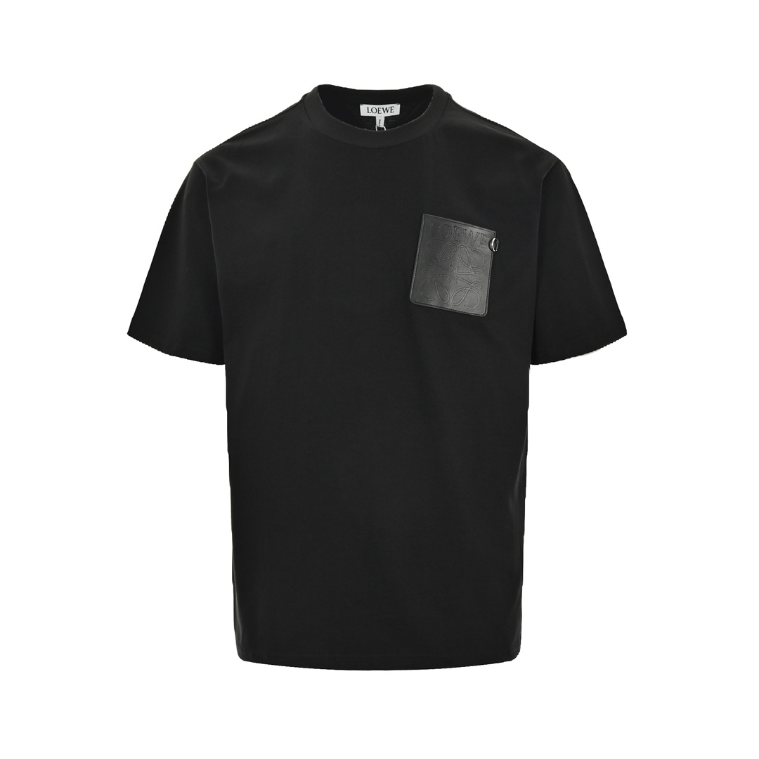 Loewe embossed logo leather patch pocket short sleeve