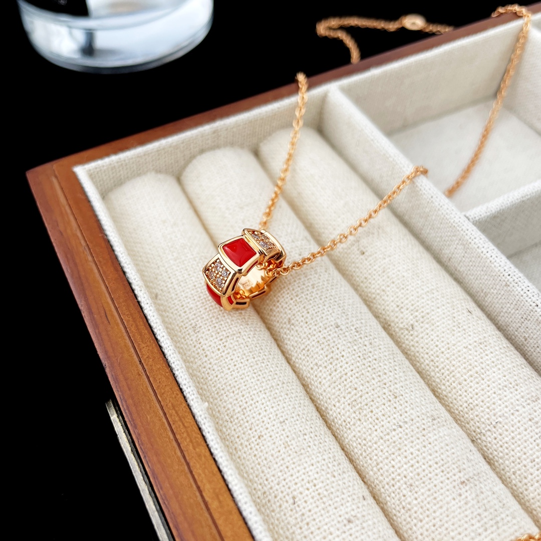 Bulgari Diamond Snake Bone Mother-of-Pearl Necklace