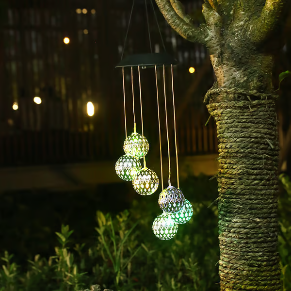 (🔥2025 BEST GIFT TO FAMILY🔥)Solar Metal Orb Wind Chime Mobile - Rainbow Color Changing LED Lights