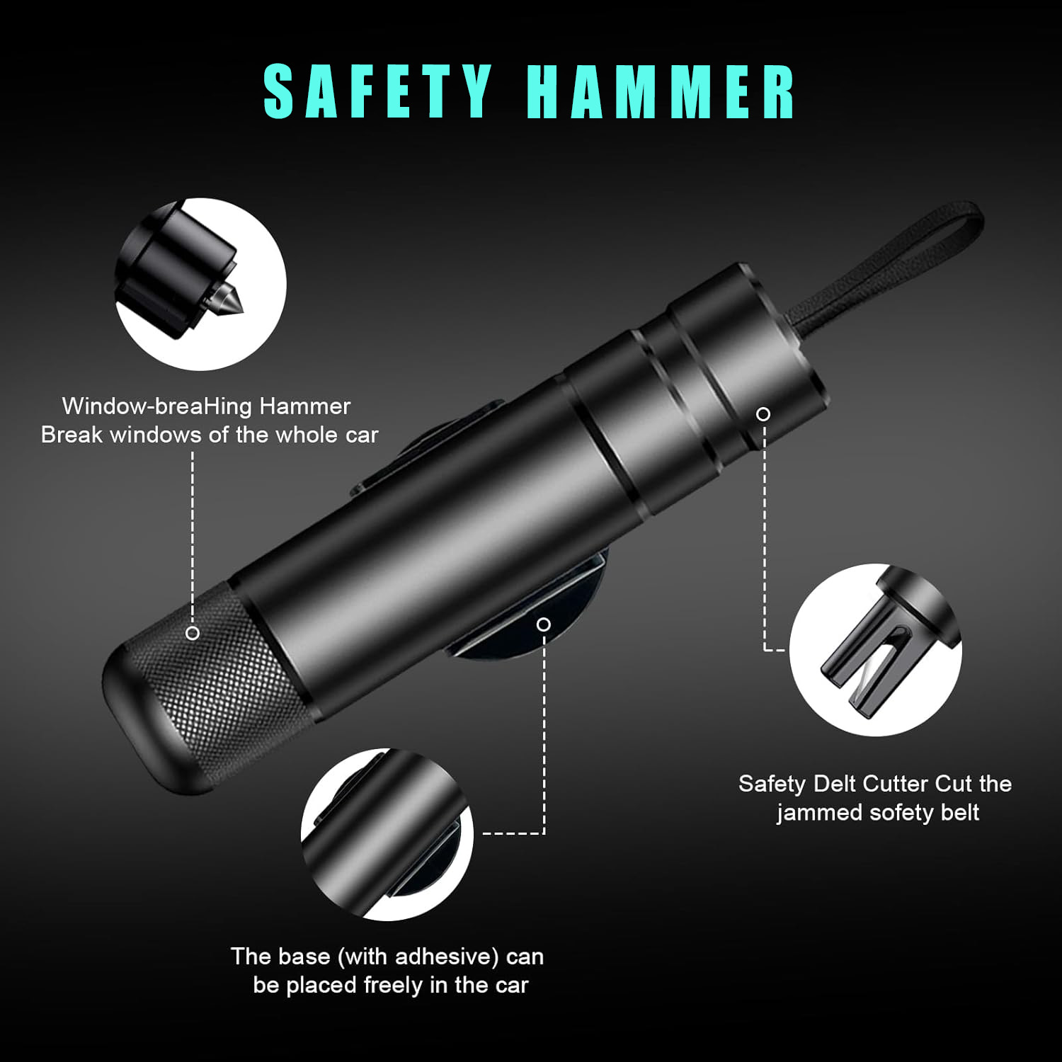 ⚡Flash Sale⚡ 2-in-1 Car Safety Hammer，Send Test Glass Piece