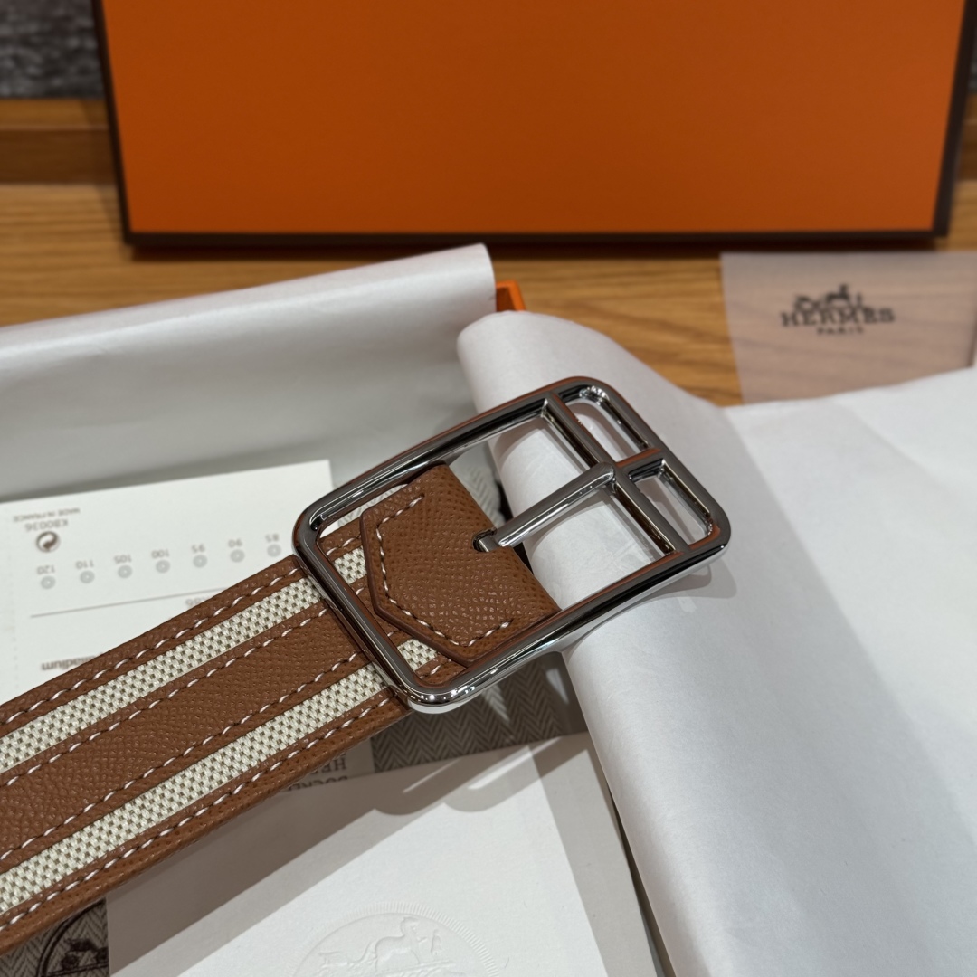 Hermès Half Cod Riviera double-faced leather belt, 3.8cm wide