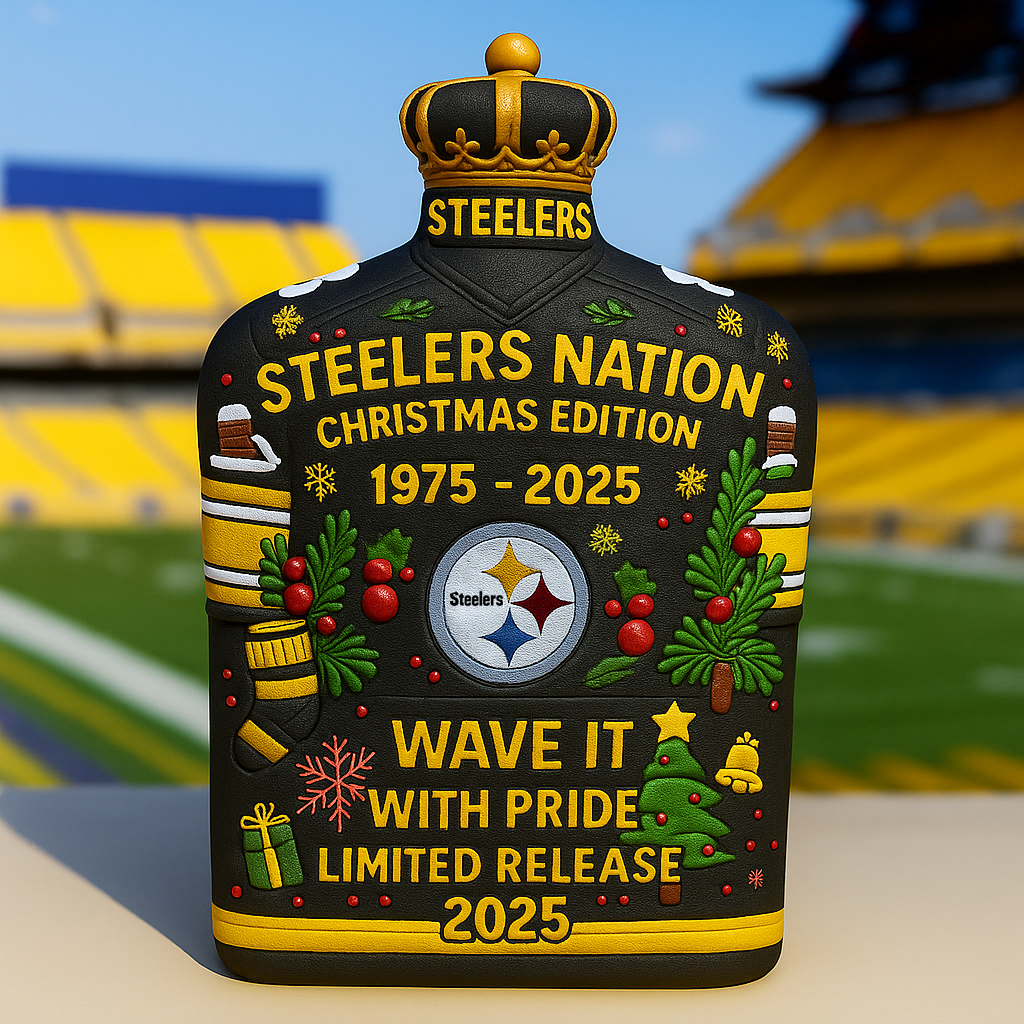 Steelers Terrible Towel 50th Anniversary whiskey bottle