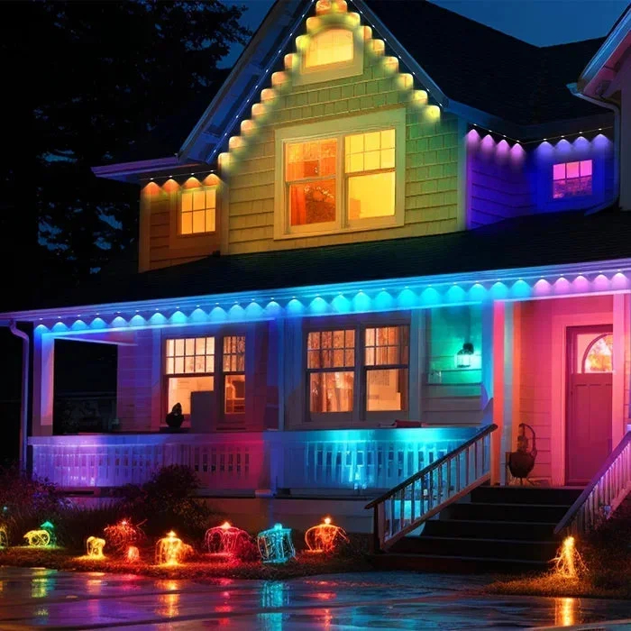 Outdoor IP68 Waterproof Led Strip Lights with Wi-Fi Bluetooth App Smart Control, Music Sync, Timer, Exterior Led Rope Lights for Decor Balcony, Roof, Garden, Pool