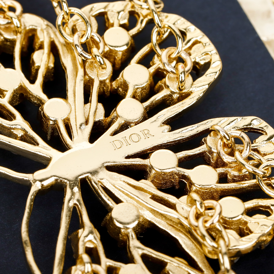 Dior 3-layer pearl hollow butterfly pearl necklace