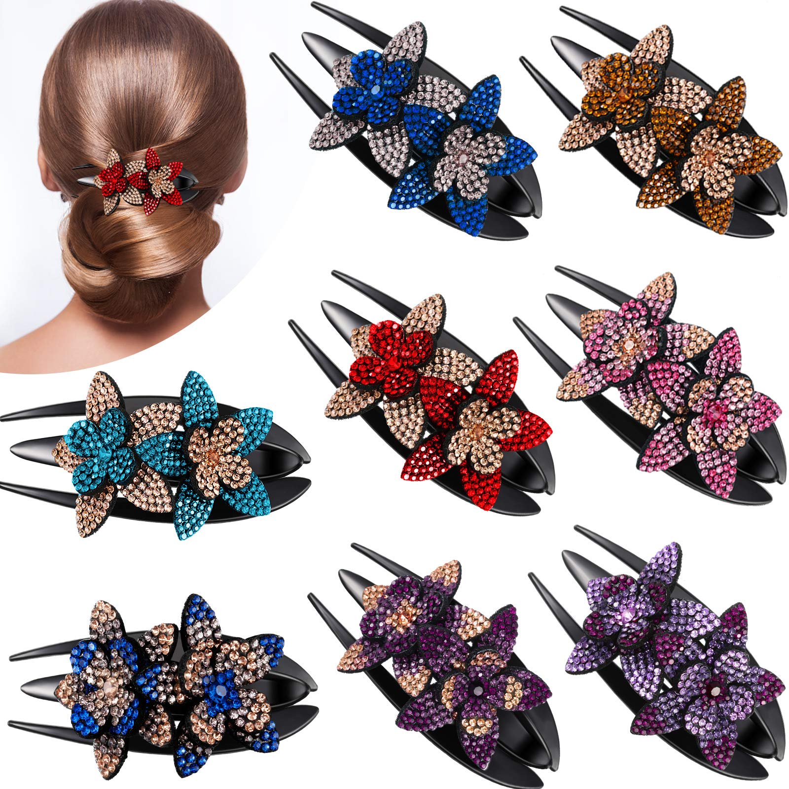 [Last day flash sale💥45% OFF] Rhinestone Double Flower Hair Clip-BUY 3 FREE SHIPPING