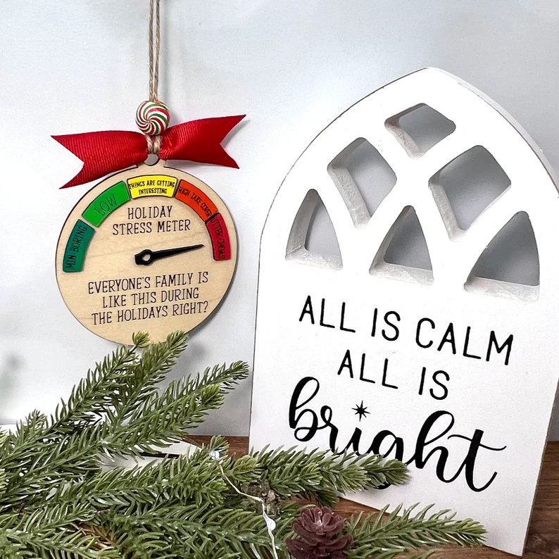 Funny Holiday Stress Meter Ornament