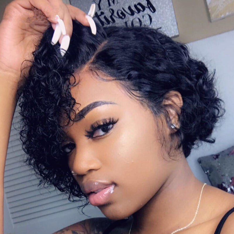 Lunawigs Short Woolen Curly Parted Wigs for Women - Bob Collection