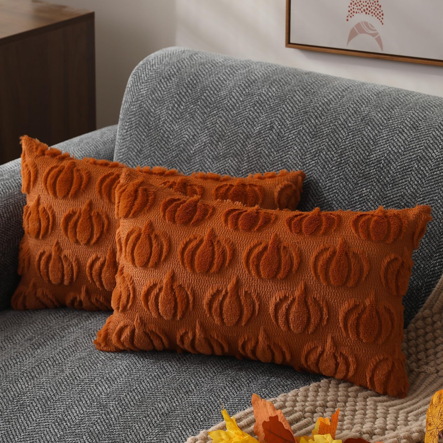 🍁Fall Decorations👻Soft Plush Fur Wool Throw Pillow Cases