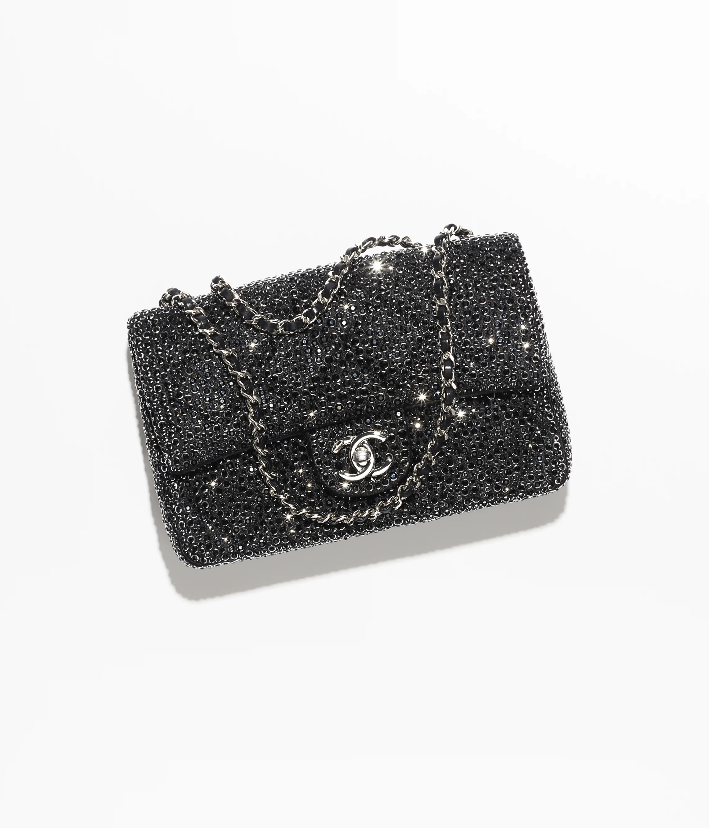 CHANEL Evening Bag Strass, Silver-Tone Metal Black AS4297-B18734-94305